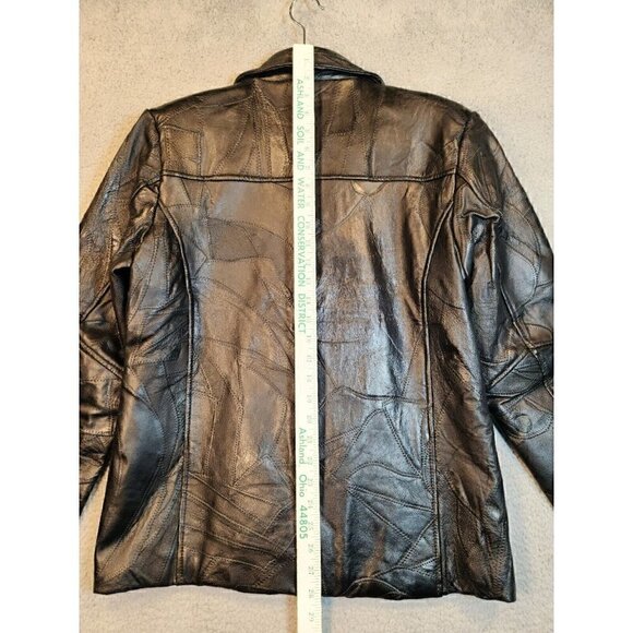 Vintage Black Leather Patchwork Blazer Womens Medium Leather and Soul - Picture 12 of 16